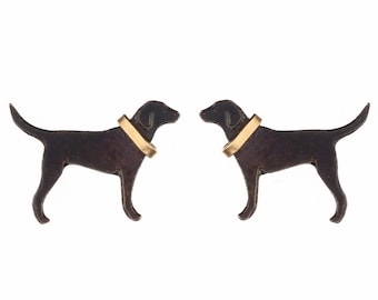 Labradorit Ohrstecker in Sterling Silber, schwarz und vergoldet