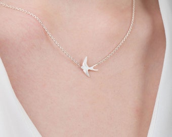 Collier oiseau volant en argent sterling et or