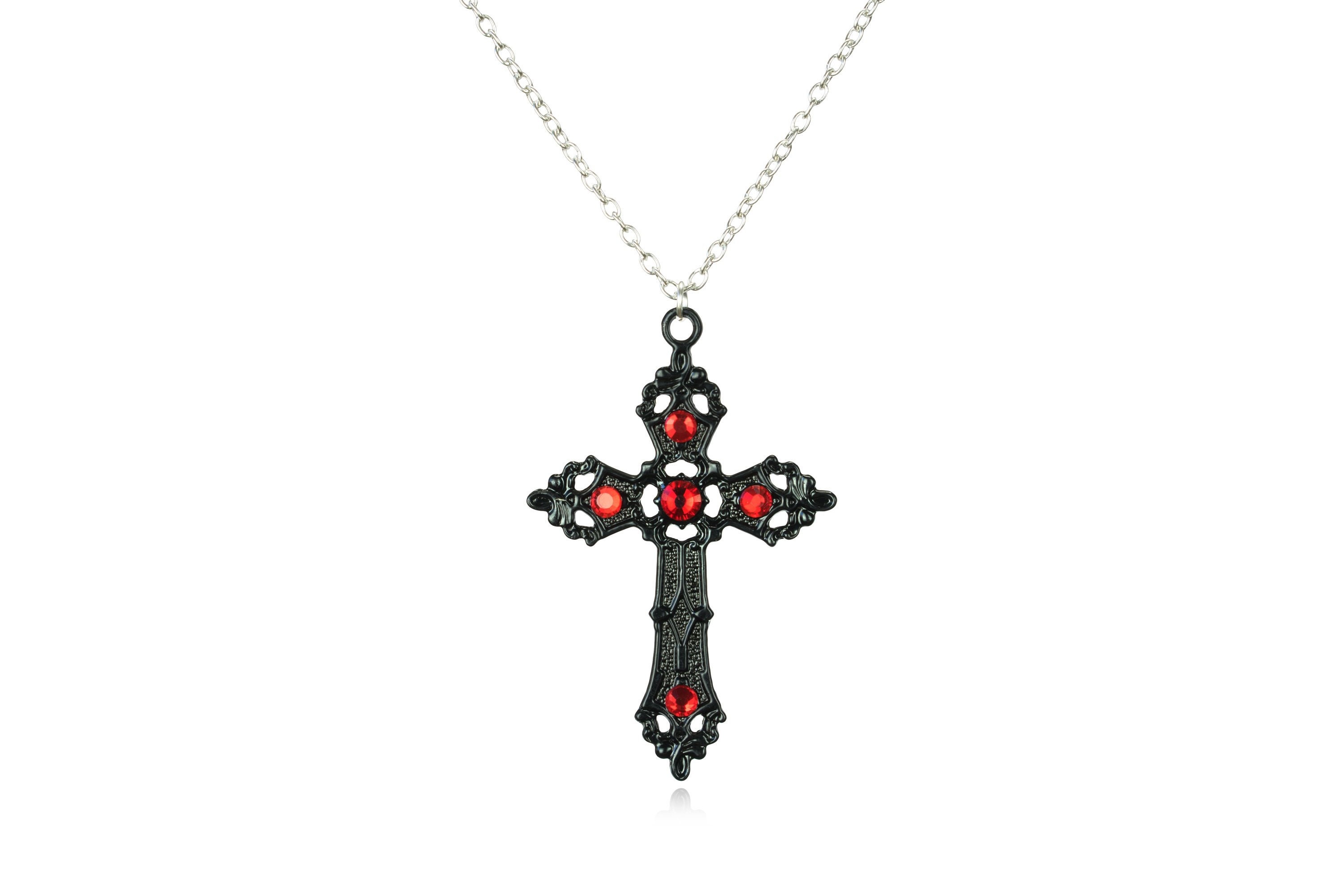 Large Baroque Christian Cross Necklace in Black With Swarovski | Etsy UK