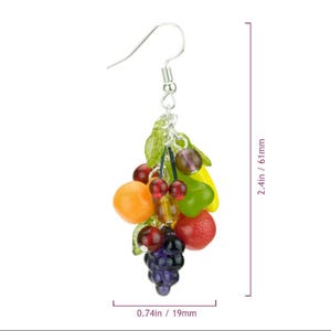 Luxury handmade tropical fruit earrings / Bespoke Carmen Miranda inspired glass & sculpted polymer clay beads / Vintage fruit fashion image 5