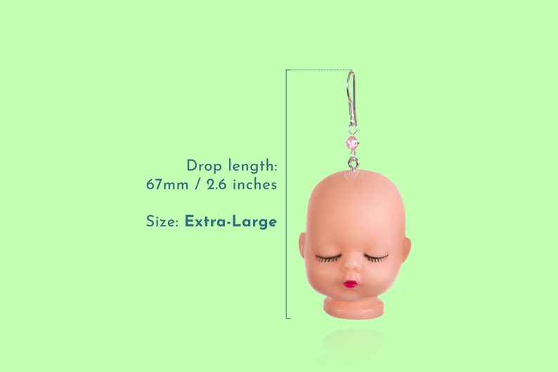 Kitsch dolls head earrings with Swarovski Crystal XL Kawaii Etsy
