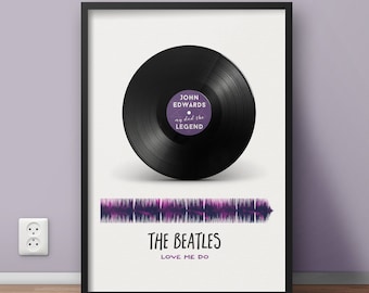 Impresión personalizada de onda sonora de disco de vinilo con tu canción favorita, regalo único, cumpleaños, aniversario, amigo, regalo especial, regalo musical, onda sonora