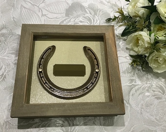 Framed Real Horseshoe Keepsake, Personalized Engraved Plaque