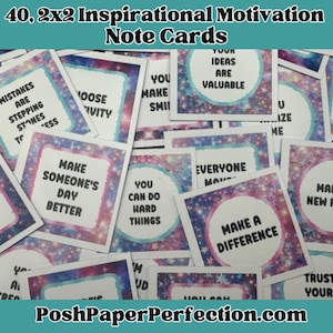 May include: A set of 40 motivational note cards with a galaxy print background. The cards feature inspirational quotes such as "Make Someone's Day Better", "You Can Do Hard Things", and "Make a Difference".
