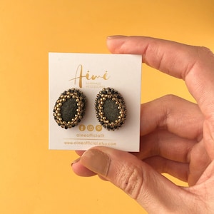 Pendientes de piedra natural dainty, pendientes clásicos de guijarros