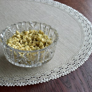 Small round table cloth Large linen doily placemat with lace edge Farmhouse decor 15 / 16 / 17 / 18 / 19 / 20 / 21 / 22 / 23 / 24 / 25 inch