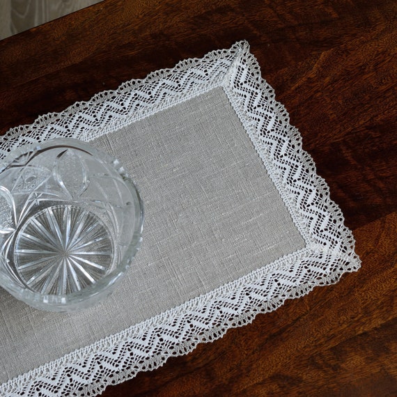 Natural Linen Dresser Scarf With off White Lace Edge Rectangular Doily Table Runner Small Furniture Cover Narrow Table Topper Home Decor - Etsy Natural Linen Dresser Scarf With off White Lace Edge Rectangular Doily Table Runner Small Furniture Cover Narrow Table Topper Home Decor - Etsy