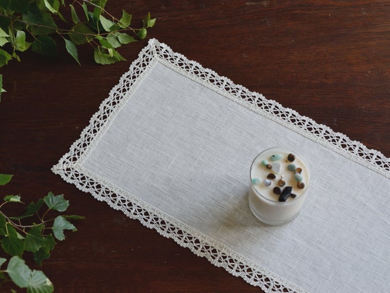 Off White Linen Dresser Scarf Narrow Table Doily Table Runner Small Lace  Table Topper Living Room Sideboard Cover Home Decor Oval Rectangle - Etsy