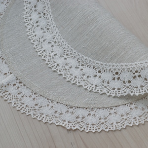 Set of lace doily table mats round oatmeal linen placemats Small table topper farmhouse dining table cloth decor 12 / 13 / 14 / 15 / 16 inch image 5