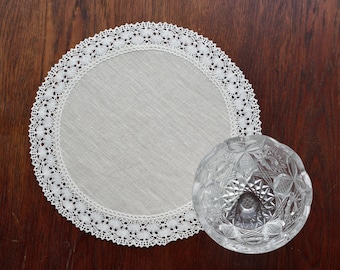 Set van kant kleedje placemats ronde havermout linnen placemats Kleine tafel topper boerderij eettafel doek decor 12 / 13 / 14 / 15 / 16 inch