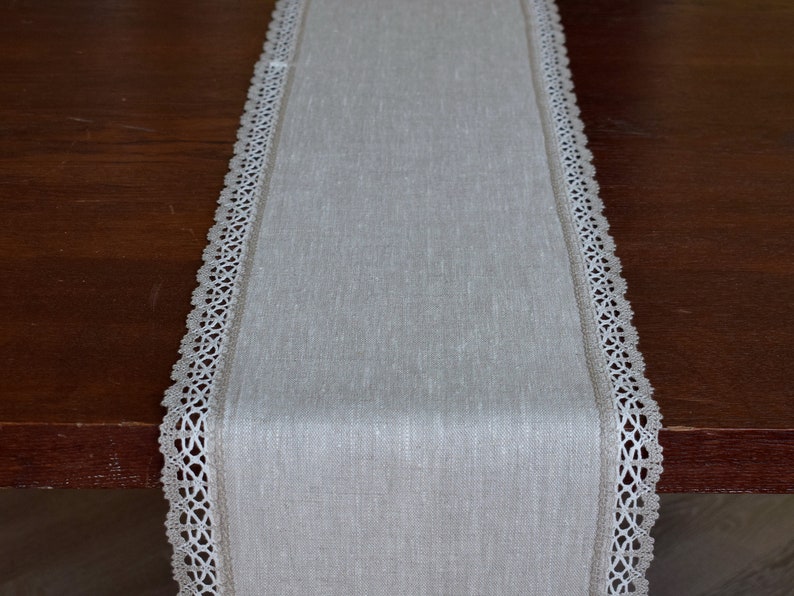 Narrow Dresser Scarf Linen and Lace Doily Table Runner Modern Etsy