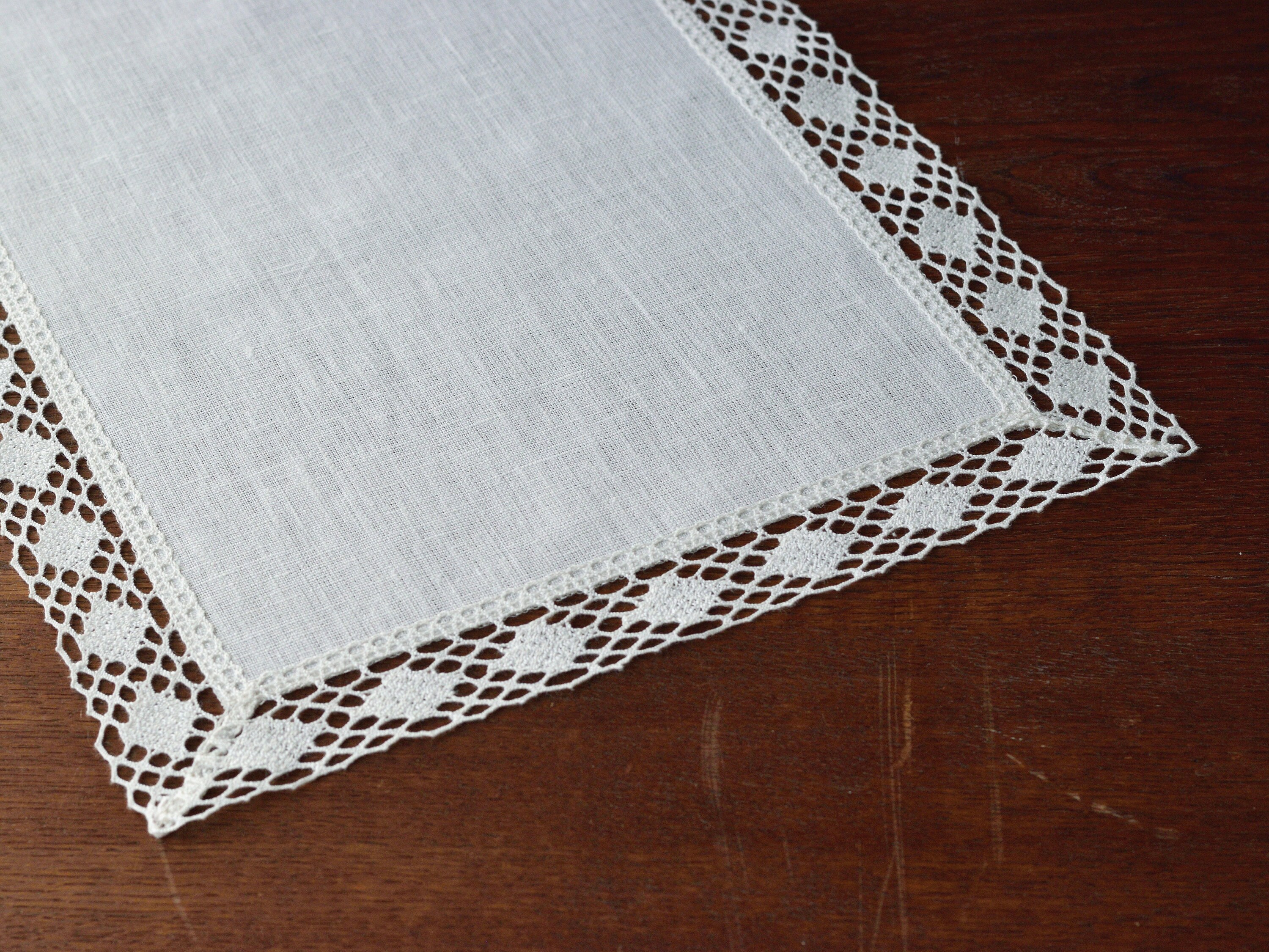 Off White Dresser Scarf With Lace Edge Rectangle Coffee Table Etsy