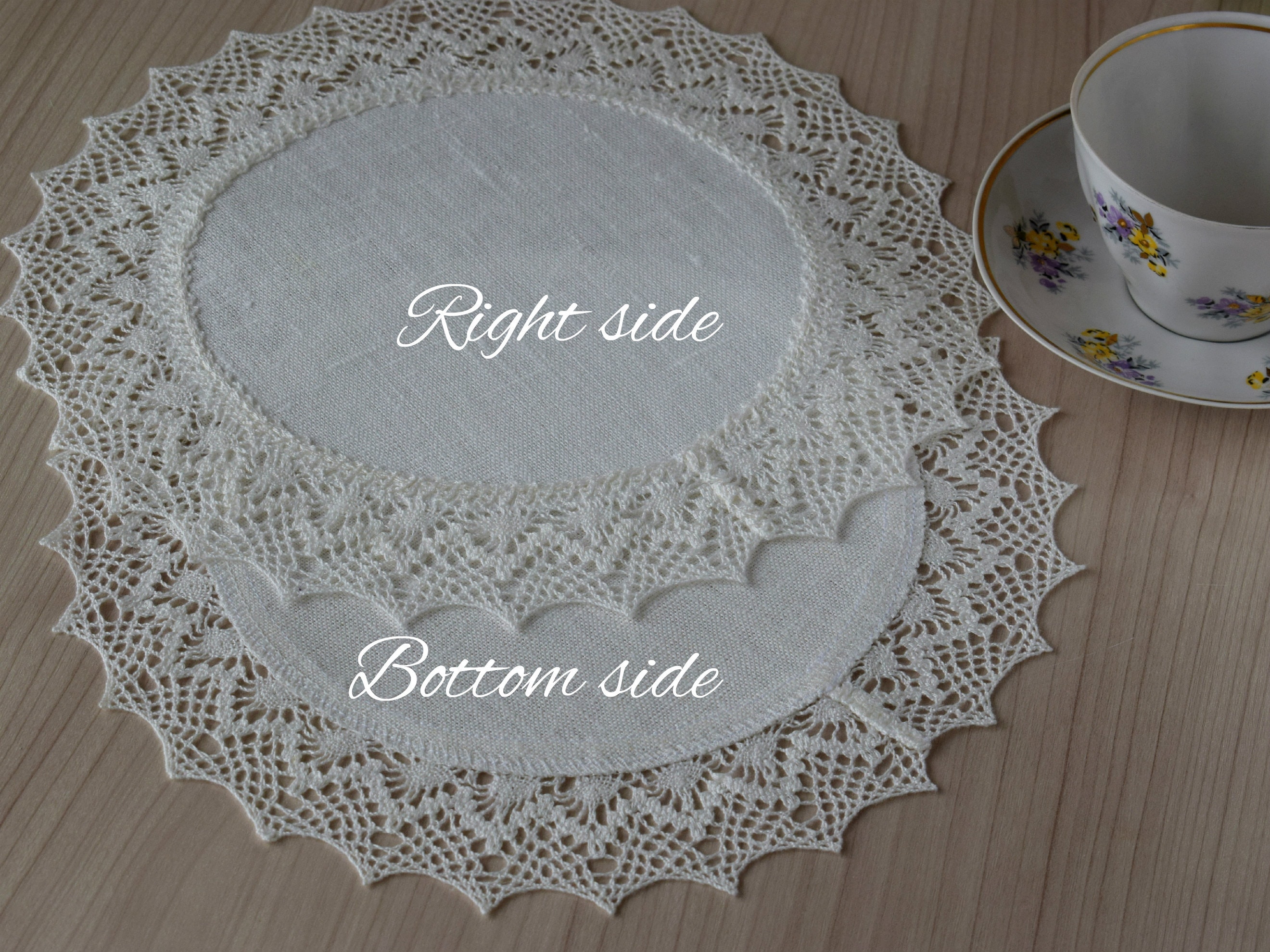 Linen Crochet Doily White Table Topper With Lace Small Table Runner