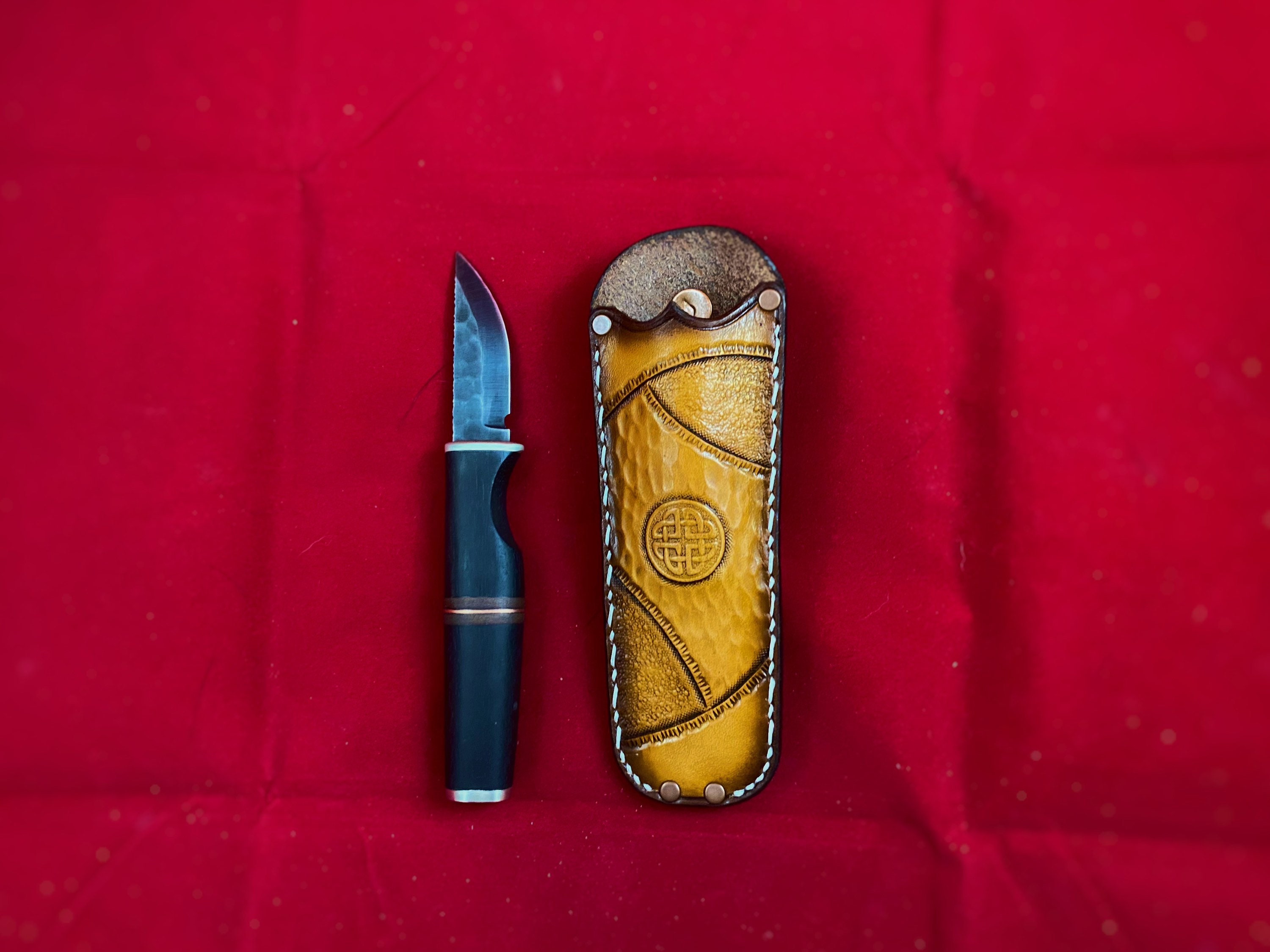 Custom edc puukko neck / belt knife and hand tooled leather Etsy