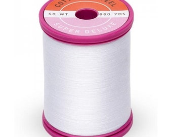 Carrete de hilo Sulky 100 % algodón blanco brillante, calibre 50, 660 yardas, hilo de algodón y acero, hilo de acolchado, hilo de coser