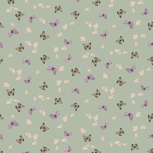Butterflies in the Garden - Fluttering About -Cool Sage - RJR Fabrics
