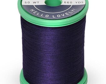 Hilo Sulky azul marino medio 100 % algodón en carrete, grosor 50, 660 yardas, hilo de algodón y acero, hilo para acolchado, hilo de coser