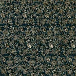 Rifle Paper Co.  Primavera  Moxie Floral in Black Metallic, premium 100% cotton quilting fabric for quilting, clothing, and crafting