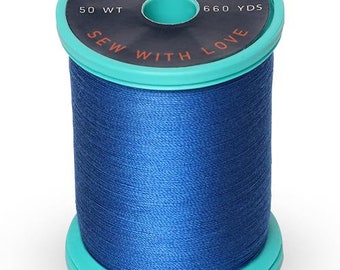 Dark Saphire 100% Cotton Thread Spool, 50 Weight, 660 yards, Cotton and Steel thread, quilting thread, sewing thread