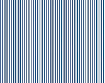 Riley Blake Designs, "Stripes" fabric in denim blue and white stripe, 100% Cotton  fabric