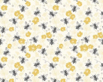 Riley Blake Designs, Honey Bee - Floral - Parchment from My Minds Eye, cotton quilting fabric
