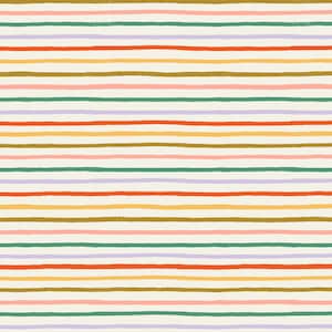 Rifle Paper Co. Orchard Collection&#39;s Happy Stripe fabric in Cream Multi Metallic by Anna Bond cotton yardage from Cotton and Steel 100%
