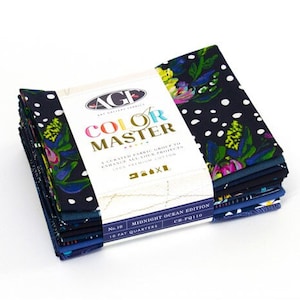Art Gallery Fabrics Color Master Midnight Ocean Edition No. 10 Cotton Quilting Fabrics fat quarter bundle