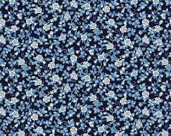 Liberty Fabric Arthur's Garden Collection 1, Patricia Rose, Riley Blake Designs, Liberty blue and white floral cotton fabric