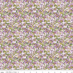 Cartão postal da Liberty Fabric das Terras Altas, Hillside Rhododendron A, tecido Lasenby 100% algodão, projetos de artesanato, vestuário e quilting clássico.