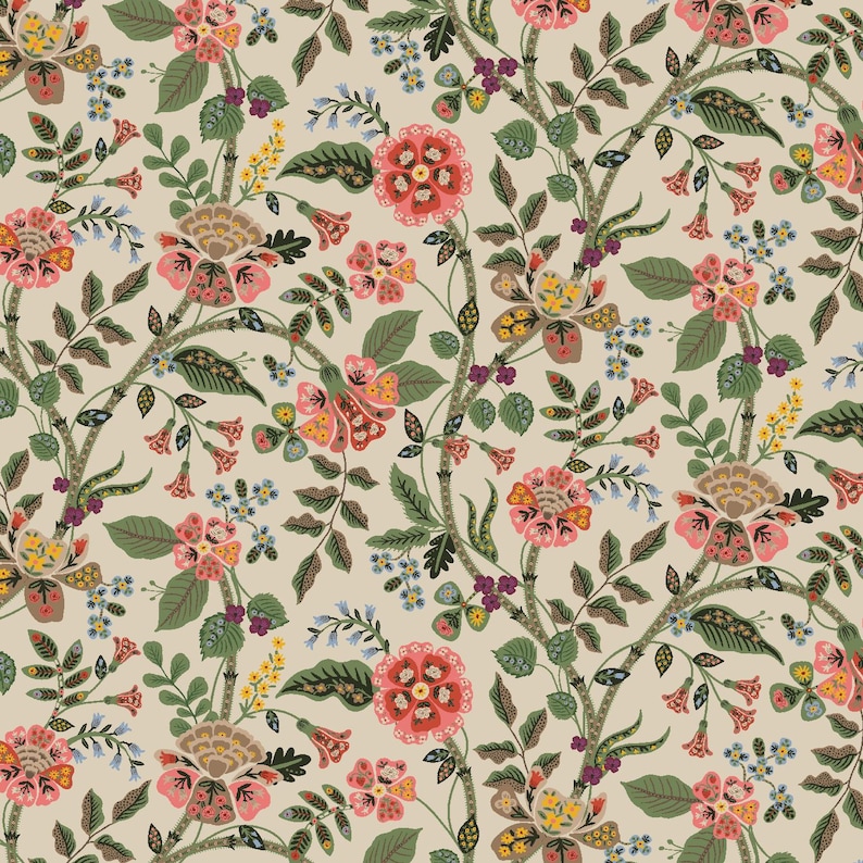Rifle Paper Co, Gracie's Fabric Collection Farm Animals Evergreen, kolorowa bawełniana tkanina pikowana zdjęcie 8