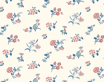 Liberty Fabric Arthur's Garden Collection 1, Tumbling Posie, Riley Blake Designs, Liberty blue and white floral cotton fabric