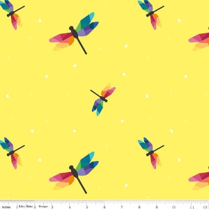 Riley Blake Designs Imagine Fabric Collection, Dragon Fly, Yellow cottton quilting fabric