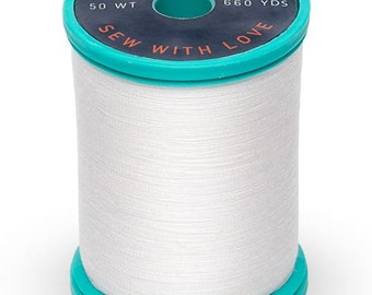 Carrete de hilo Sulky 100 % algodón blanco suave, calibre 50, 660 yardas, hilo de algodón y acero, hilo de acolchado, hilo de coser