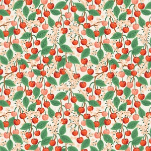 Rifle Paper Co. Orchard Collection Cherry Blossom fabric in Cream by Anna Bond cotton yardage from Cotton and Steel 100% cotton