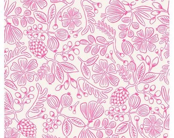 Primavera Collection, Moxie Floral Fabric in Neon Pink by Rifle Paper Co. 100% premium cotton fabric for quilting, clothing, home decor