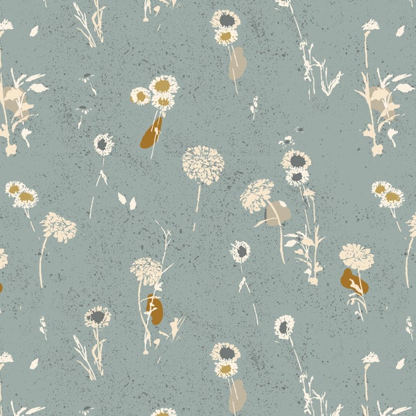 Summer Folk - Painted Meadow - Sky Blue - Cotton and Steel