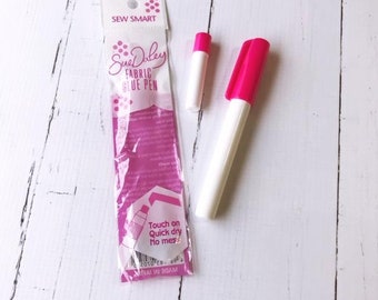 Sue Daley, Fabric Glue Pen, with loaded pen and one refill, dries clear, washable fabric glue for basting, English Paper Piecing and more