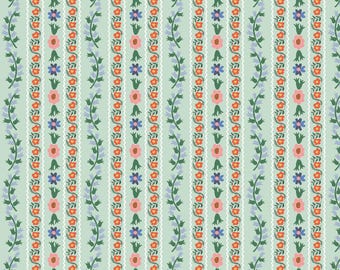 Rifle Paper Co., Colección English Rose, tela de algodón de primera calidad Delfine Mint para acolchado, decoración del hogar y ropa, metraje de tela