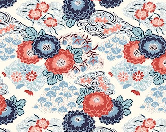 Liberty Fabric Arthur's Garden Collection 1, Garden Retreat A- Riley Blake Designs, Liberty red white and blue, floral liberty cotton fabric