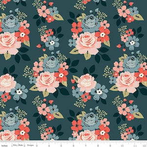 Riley Blake Designs ヴィンテージチャーム Col Main Floral Midnight by Dani Mogstad キルティング生地 100% コットン生地 衣類、家の装飾用