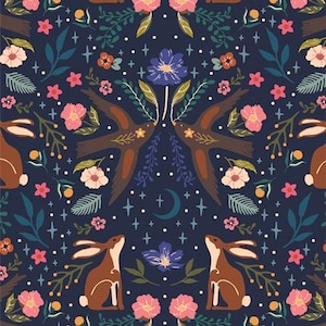 Tela Art Gallery, Colección Starling, tela Moonlit Forest Dusk de Maureen Cracknell, para acolchado, ropa y decoración del hogar, algodón premium.