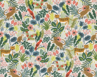 Menagerie Jungle in Natural by Rifle Paper Co quilting fabric, apparel, home decor, unbleached cotton fabric