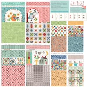 Riley Blake Collection, Calico Zippy Bags 2  Panel by Lori Holt with instructios in cotton quilting fabric