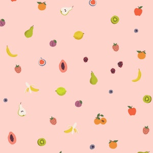 Rifle Paper Co. Orchard Collection Fruit Orchard fabric in Blush by Anna Bond cotton yardage from Cotton and Steel 100% cotton