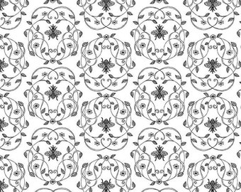 Riley Blake Designs Honey Run Queen in white from Jill Finley quilting cotton for quilting, clothing, home decor, and crafting