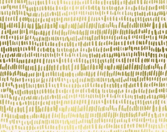 Wildwood Hatchmarks Cream od Rifle Paper Co. 100% bawełniana tkanina premium do pikowania, mody, wystroju wnętrz w kolorze złotym metalicznym
