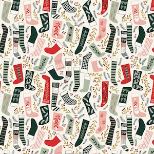 RJR Fabric Merry Memories Pleasant Surprises cream Pink Metallic Christmas cotton quilting fabric