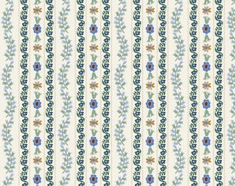 Rifle Paper Co., Colección English Rose, tela de algodón premium Delfine Blue para acolchado, decoración del hogar y ropa, metraje de tela