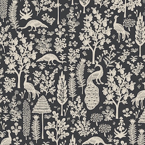 Camont, Silueta de fiera, Negro, Tela toile, Rifle Paper Co., Tela acolchada, Tela de algodón, Tela de diseño, Tela de algodón y acero