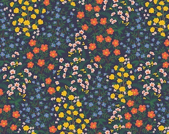 Camont Collectikn,  Wildwood Garden Fabric in Navy by Rifle Paper Co. for quilts, clothing, home decore